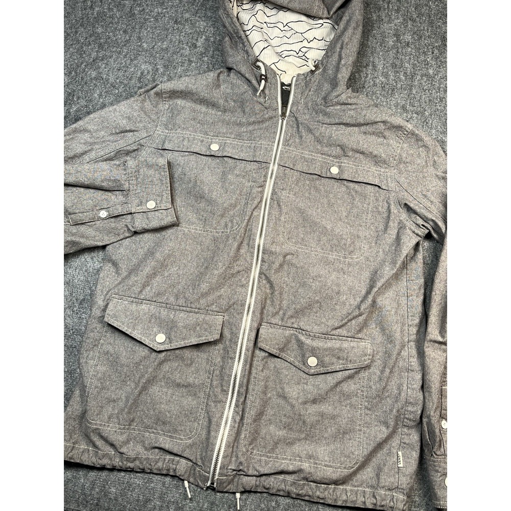 Vans off the wall‎ Chore Jacket Large hoodie Gray Full Zip Pockets Drawstrings